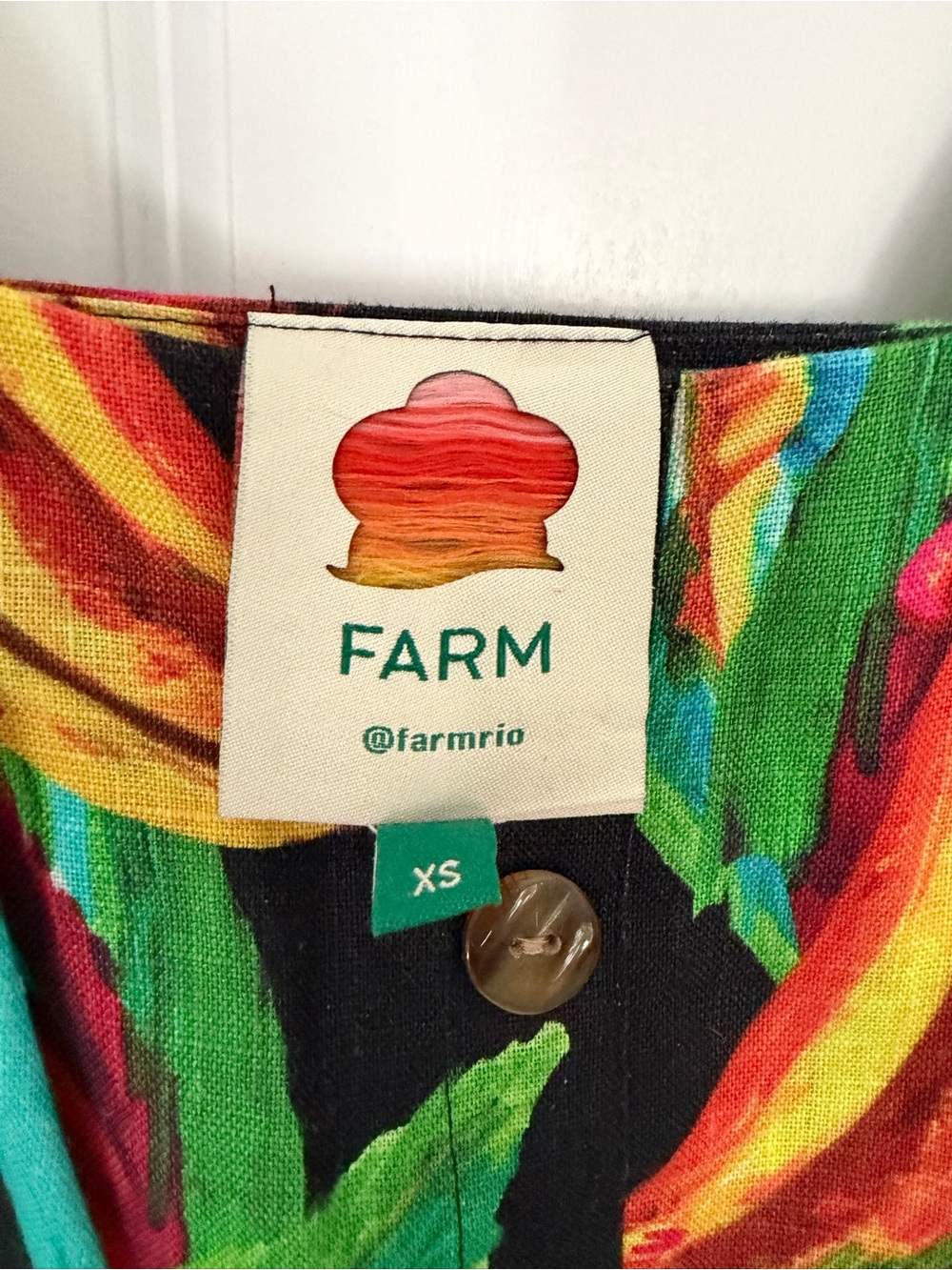 FARM Rio Banana Print Linen Blend Mini Dress XS - Picture 4 of 4